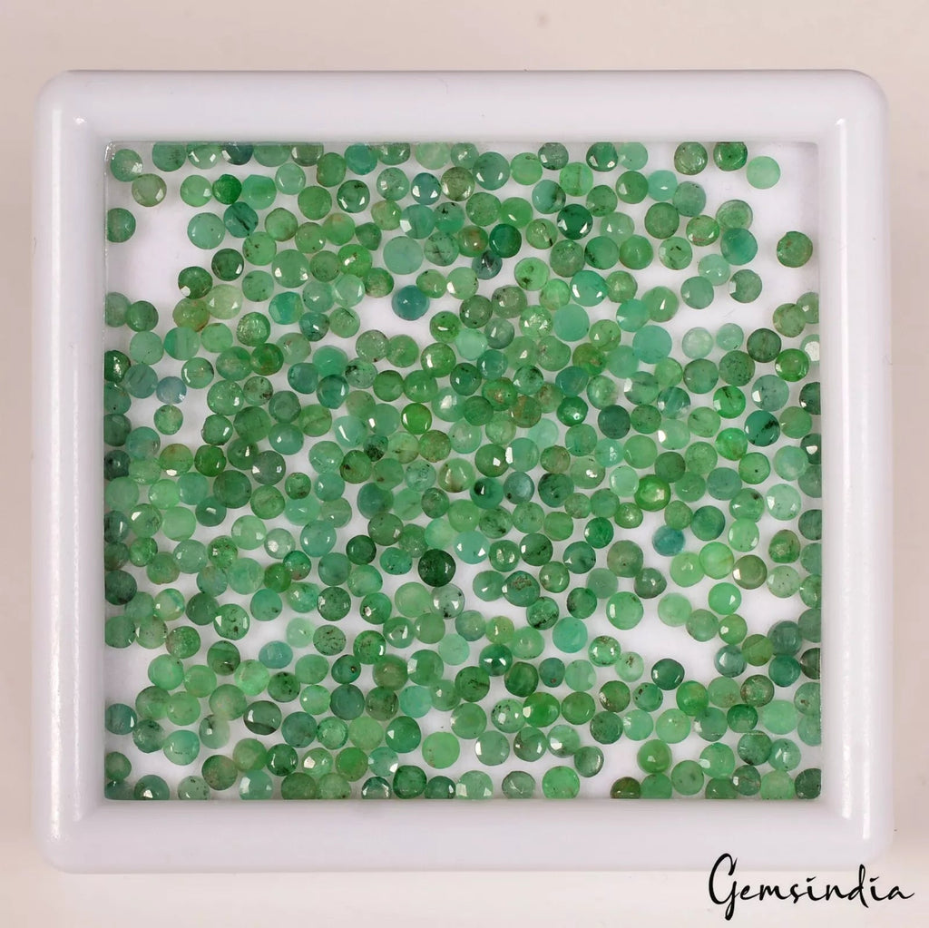 32.20 Ct Natural Green Round Emerald Colombian Untreated 2-2.5mm Gemstones~400pc