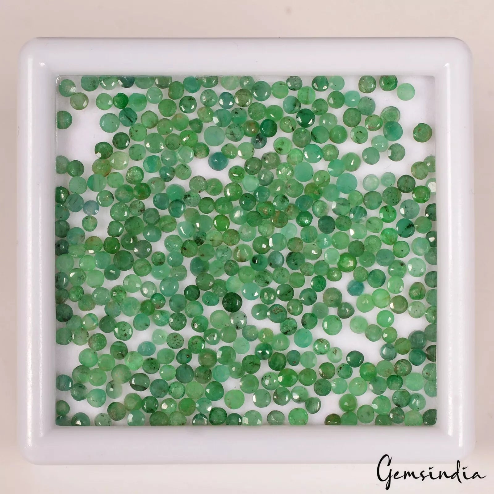 32.20 Ct Natural Green Round Emerald Colombian Untreated 2-2.5mm Gemstones~400pc