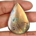 100 Cts Natural Untreated Golden Blue Shine Labradorite Pear Cab Gem For Jewelry