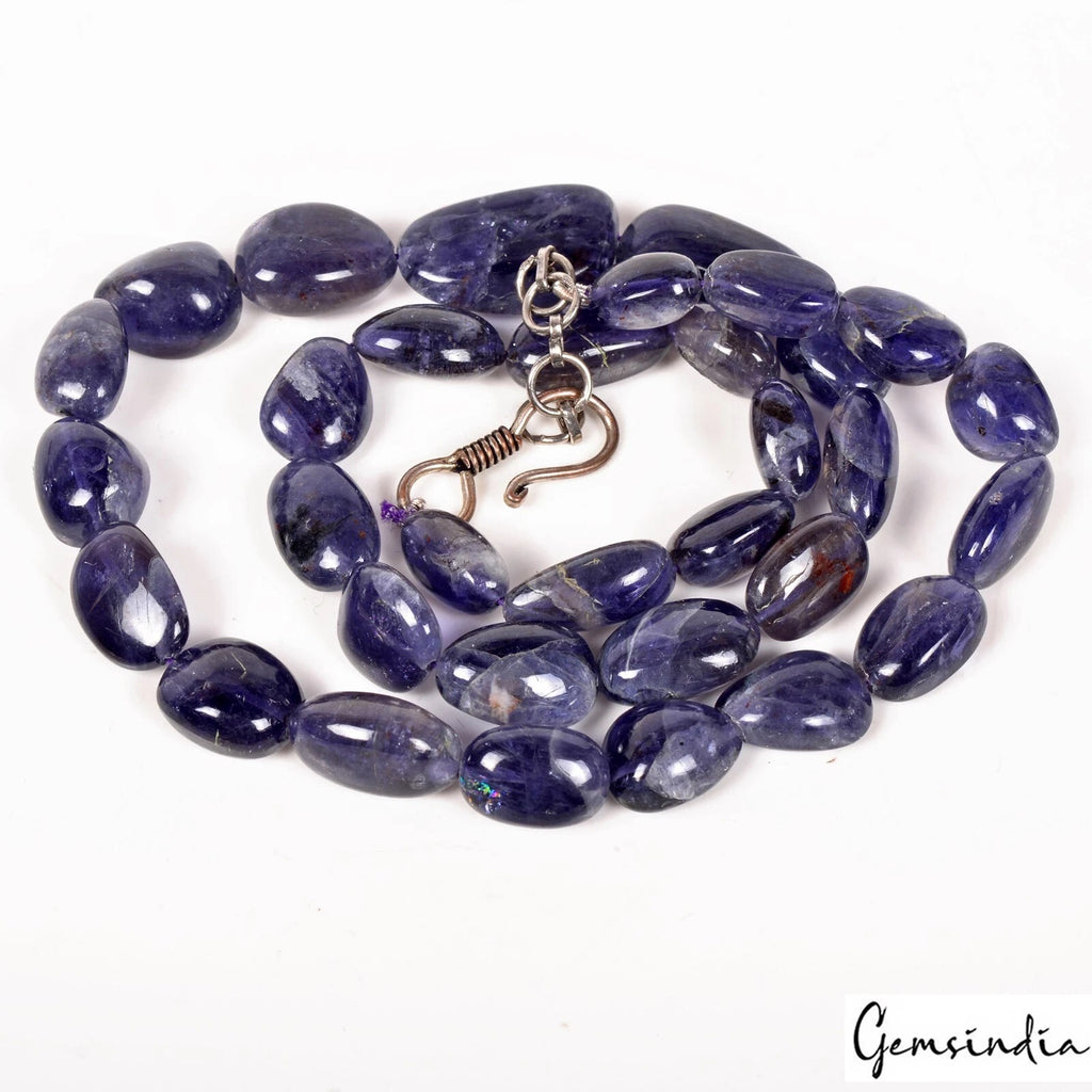 Iolite Necklace, Untreated, Blue — 10mm to 20mm, 195 Ct, Madagascar