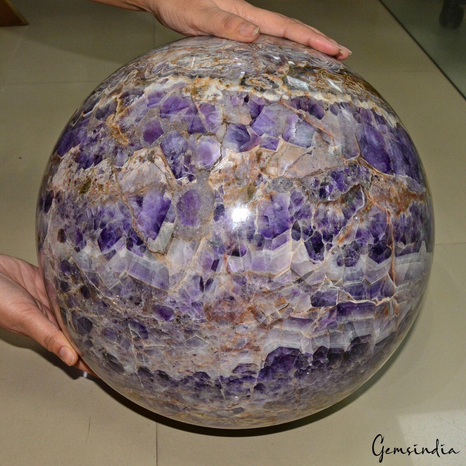 66 Kilo/ 145 lbs Unique Amethyst Sphere Ball Crystal Healing Gemstone 15" Large