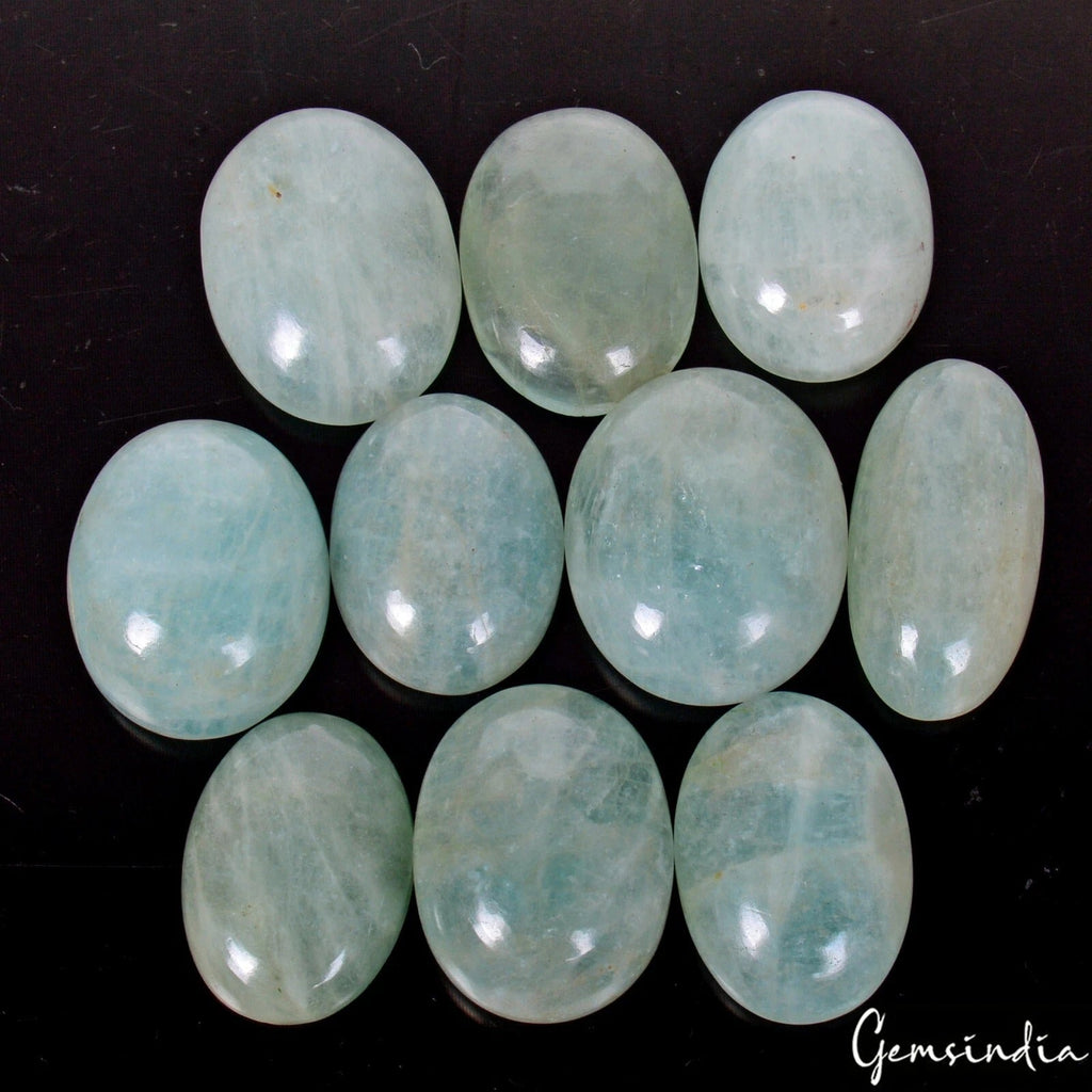 300 Cts/10 Pcs Natural Untreated Blue Beryl Aquamarine Oval Cab Gems For Jewelry