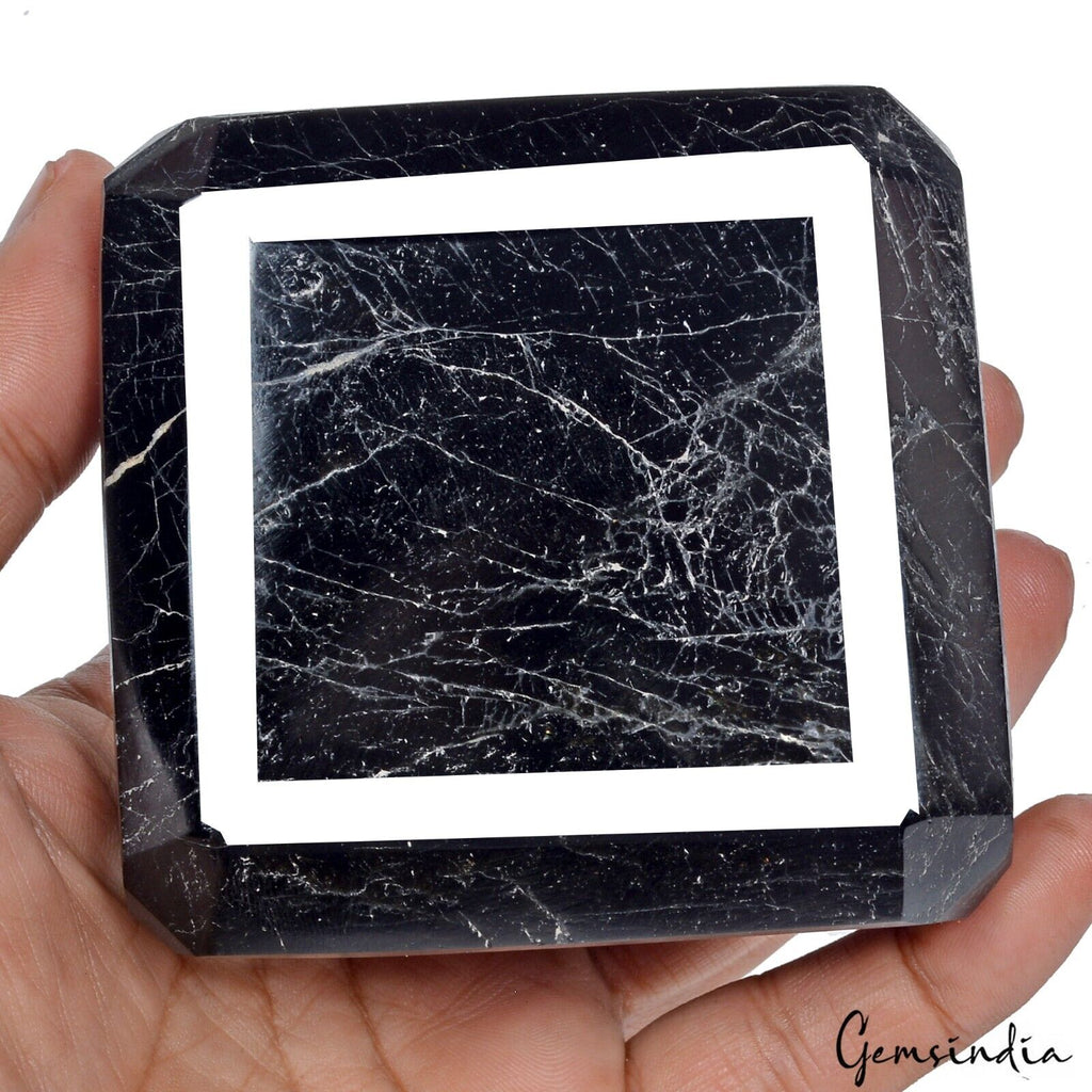 3750 Ct Natural Black Tourmaline Octagon Cut Large Untreated Rare Gemstone~3.25"