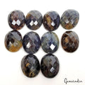 Sapphire Lot, Loose Gemstone, Oval Checker Cut w/ Flat back, Color Enhanced — 10 Pieces, 15x11mm, 104.80 Ct, Madagascar