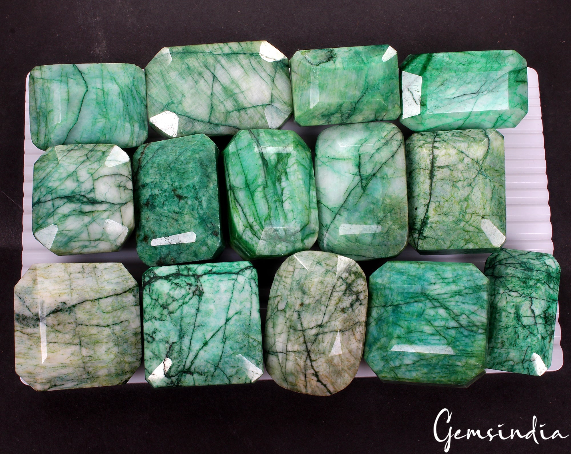 5600 Cts/14 Pcs Natural Brazilian Green Emerald Mix Cut Loose Wholesale Gems Lot
