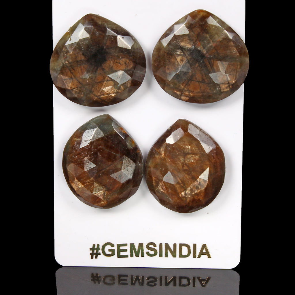 2 Pairs Natural Untreated Golden Sapphire 26mm-27mm Rose Checker Cut Loose Gems