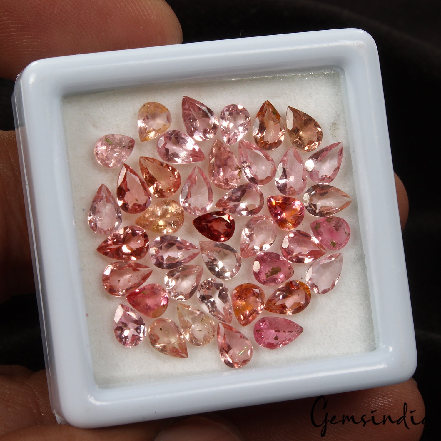 Certified 12.20 Cts/39 Pcs Natural Rubellite Tourmaline Pear Cut 5-6mm Gemstones