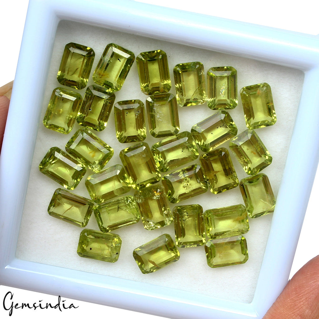 28 Pcs VVS Natural Peridot Untreated 7x5mm Octagon Cut Finest Green Gemstones