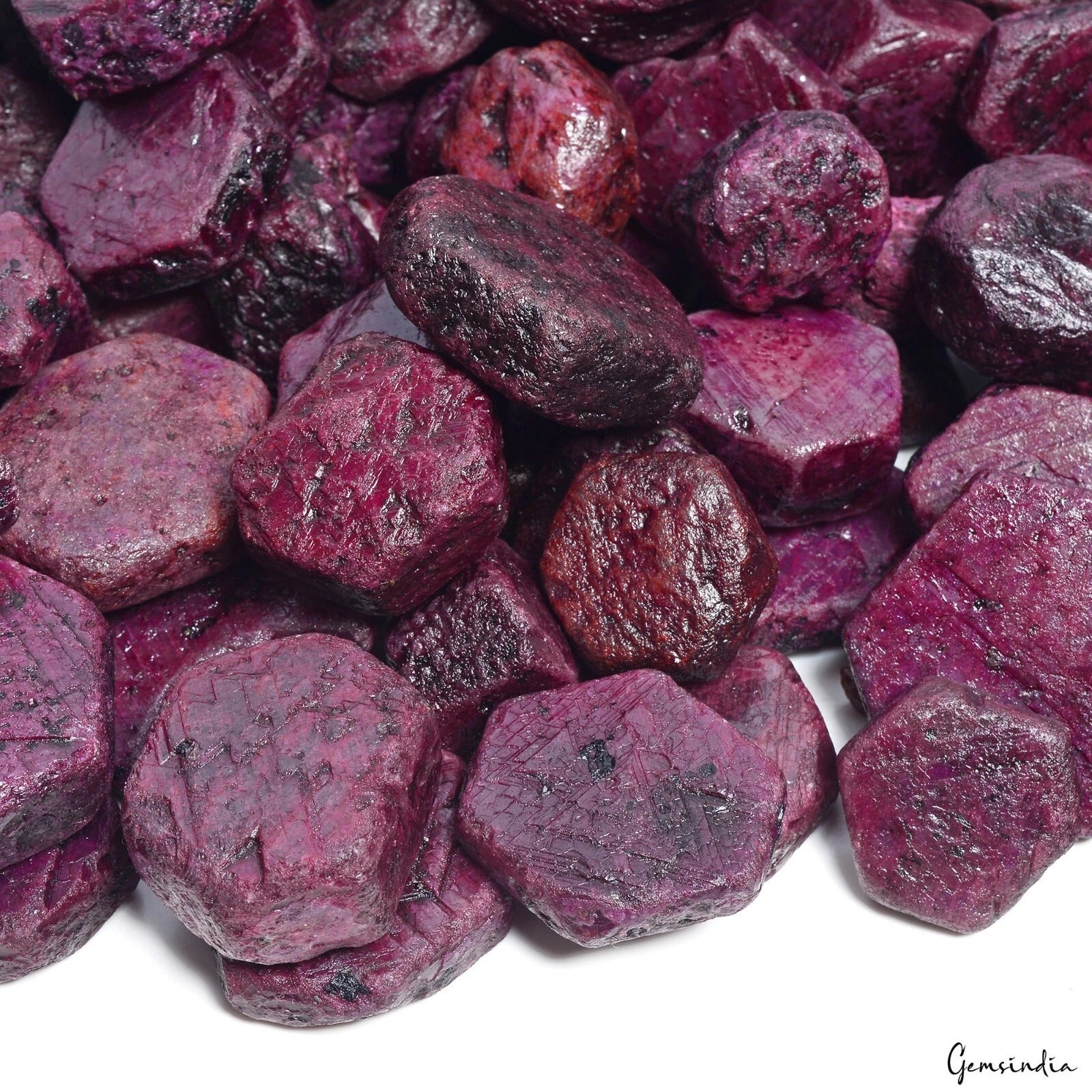 Ruby Rough Specimen, Color Enhanced, Red — 18mm to 60mm, 5 Kg (25000 Ct), Mozambique