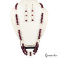 730 Cts Natural Red Ruby Freshwater Pearl Round Cab Beaded Handmade Jewelry Set