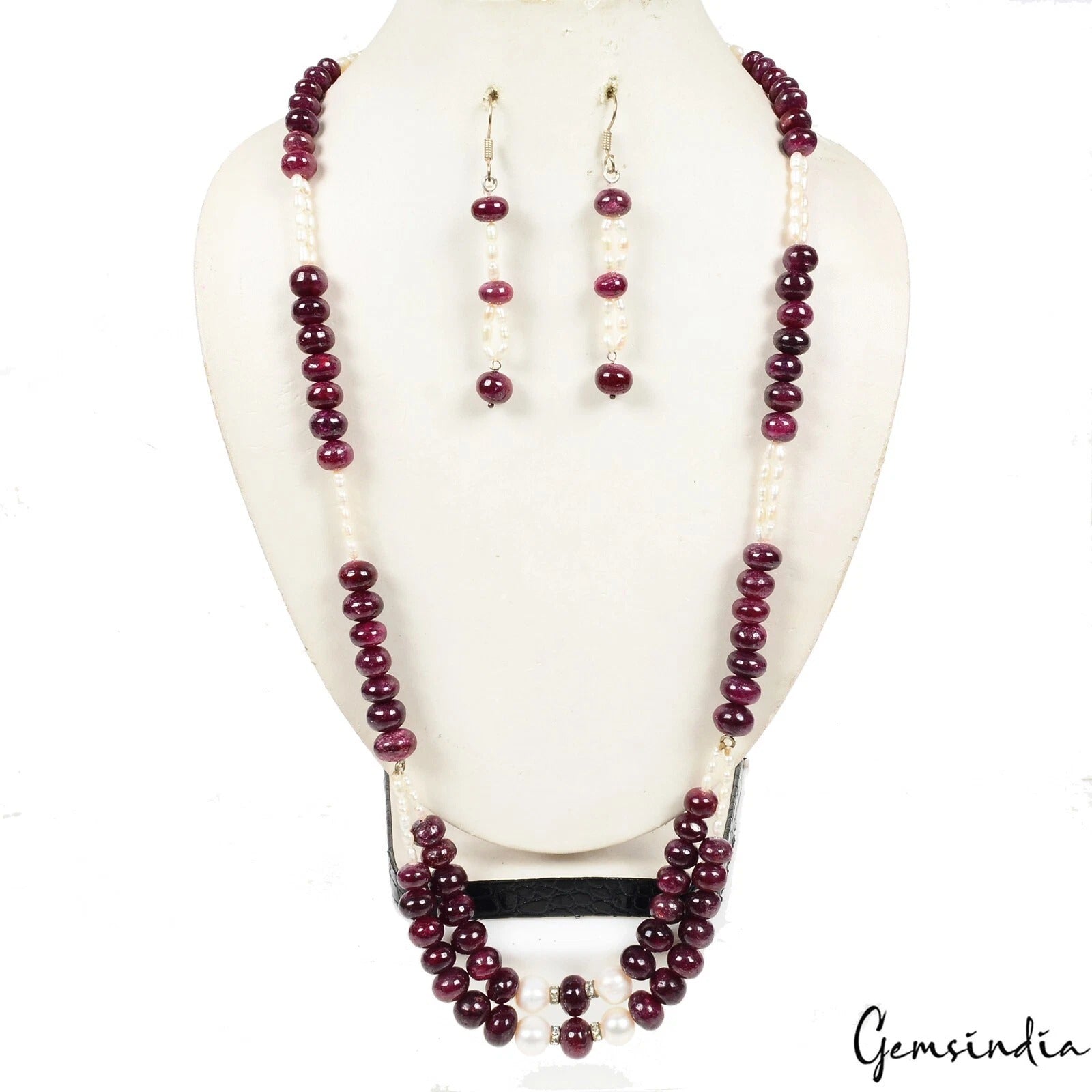 Ruby Necklace, Red — 27", India
