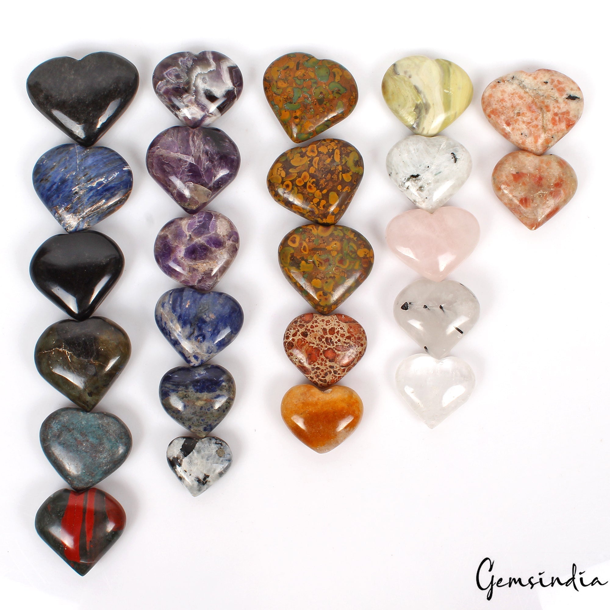 24 Pcs Heart Shaped Natural Crystals Bulk Healing Multi Gemstones Collection-2Kg