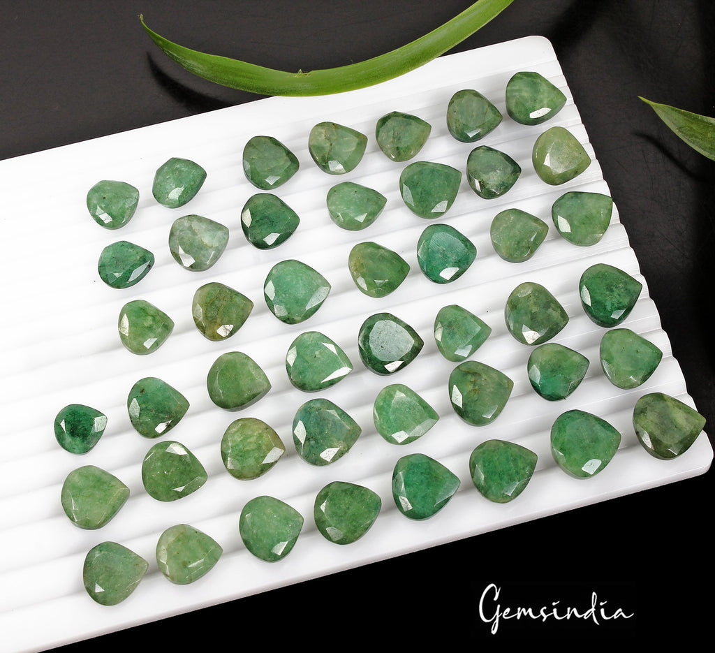 440 Ct/45 Pcs Natural Brazilian Green Emerald Pear Heart Cut Gems For Jewelry