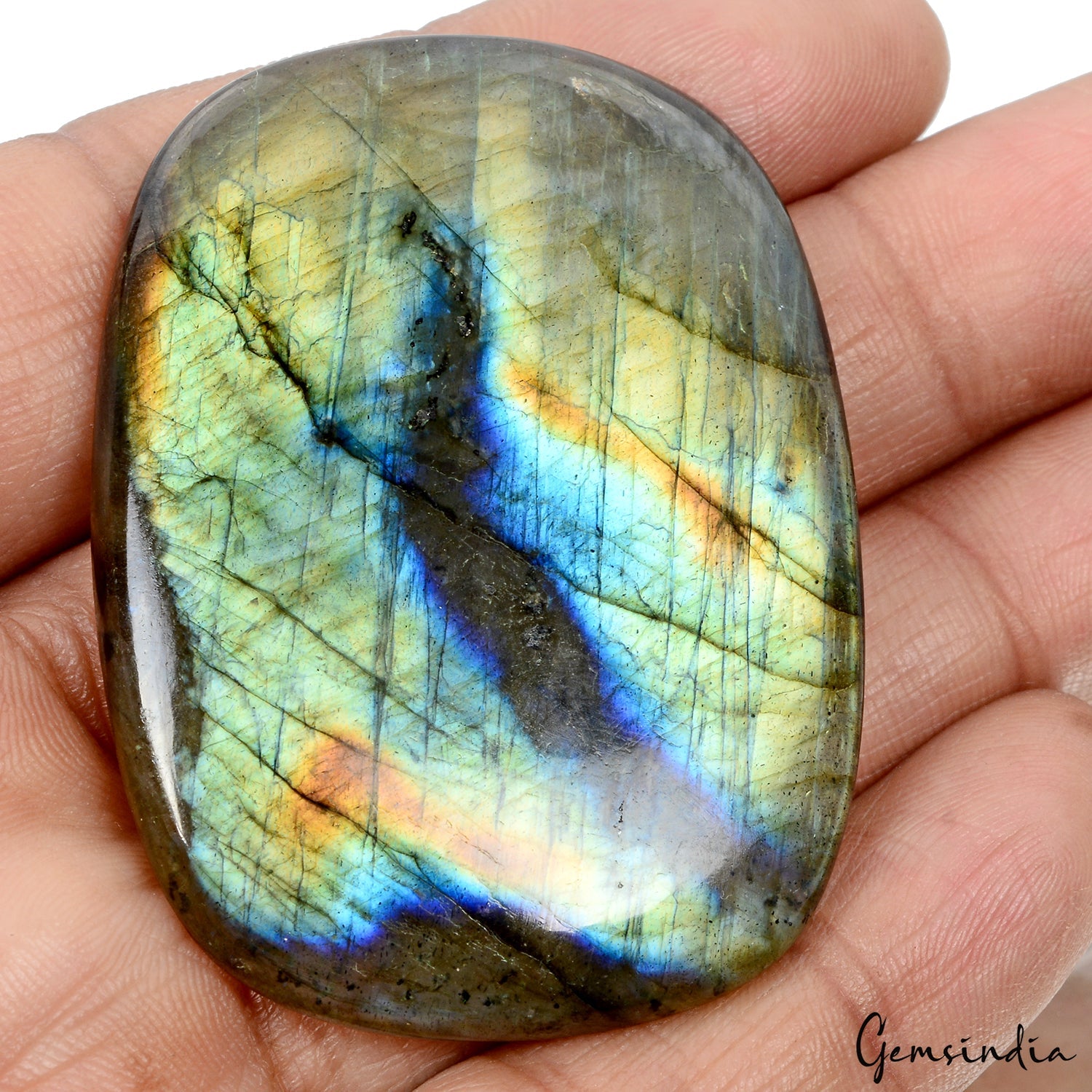 Certified 139.80 Cts. Natural Labradorite Flashy Cushion Cabochon Loose Gemstone