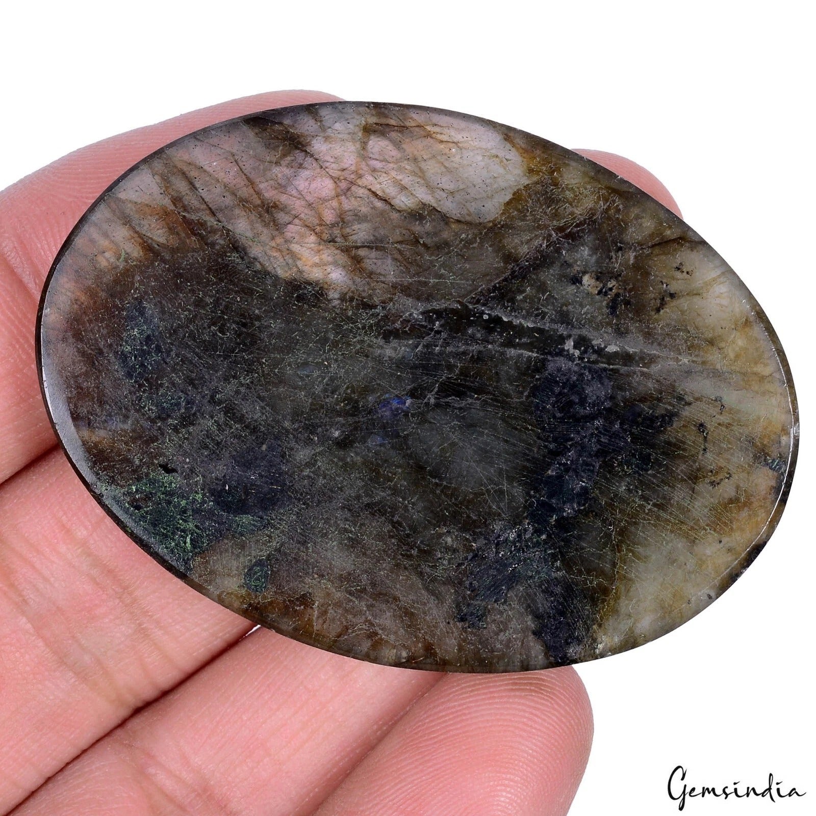 Natural Untreated Multi Shine Labradorite Oval Cabochon 118.40 Ct Loose Gemstone