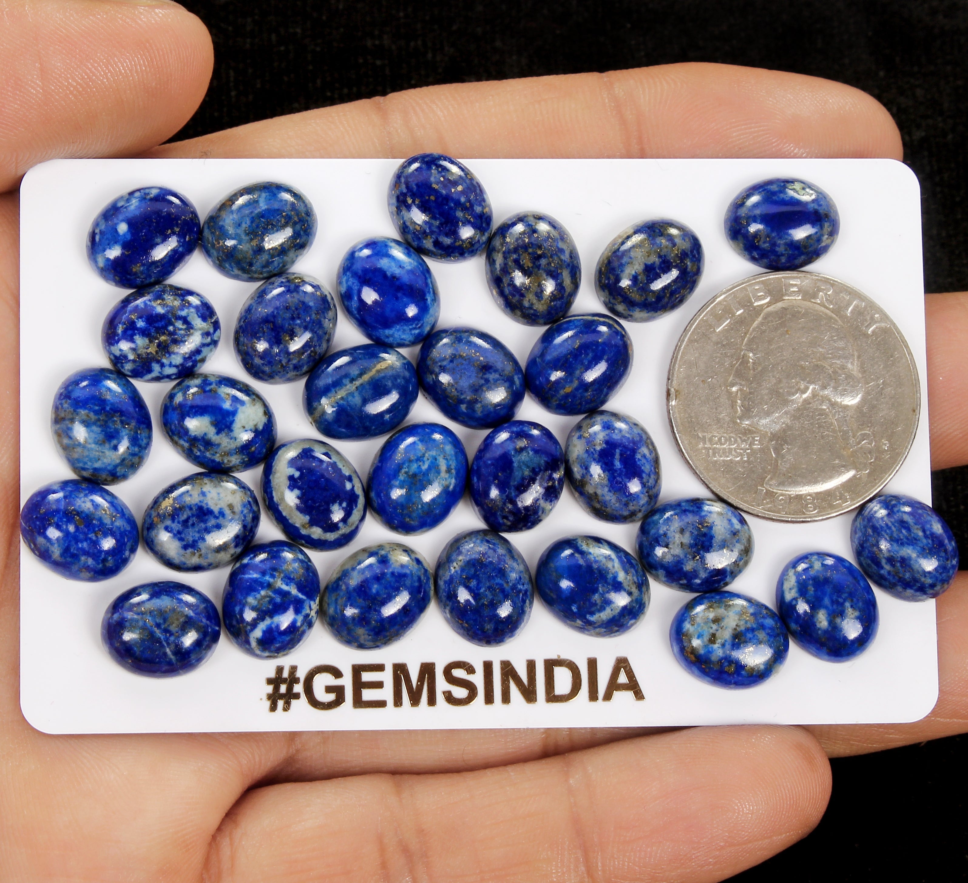 30 Pcs Natural Lapis Lazuli 11x9mm Calibrated Loose Oval Cabochon Gemstones Lot