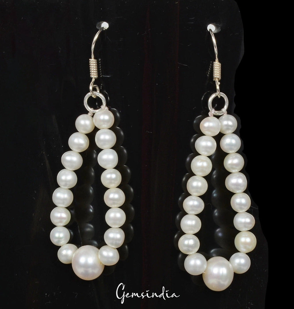 57.30Ct Natural Freshwater Pearl Beaded Dangler Beautiful Earring For Girl 2.75"