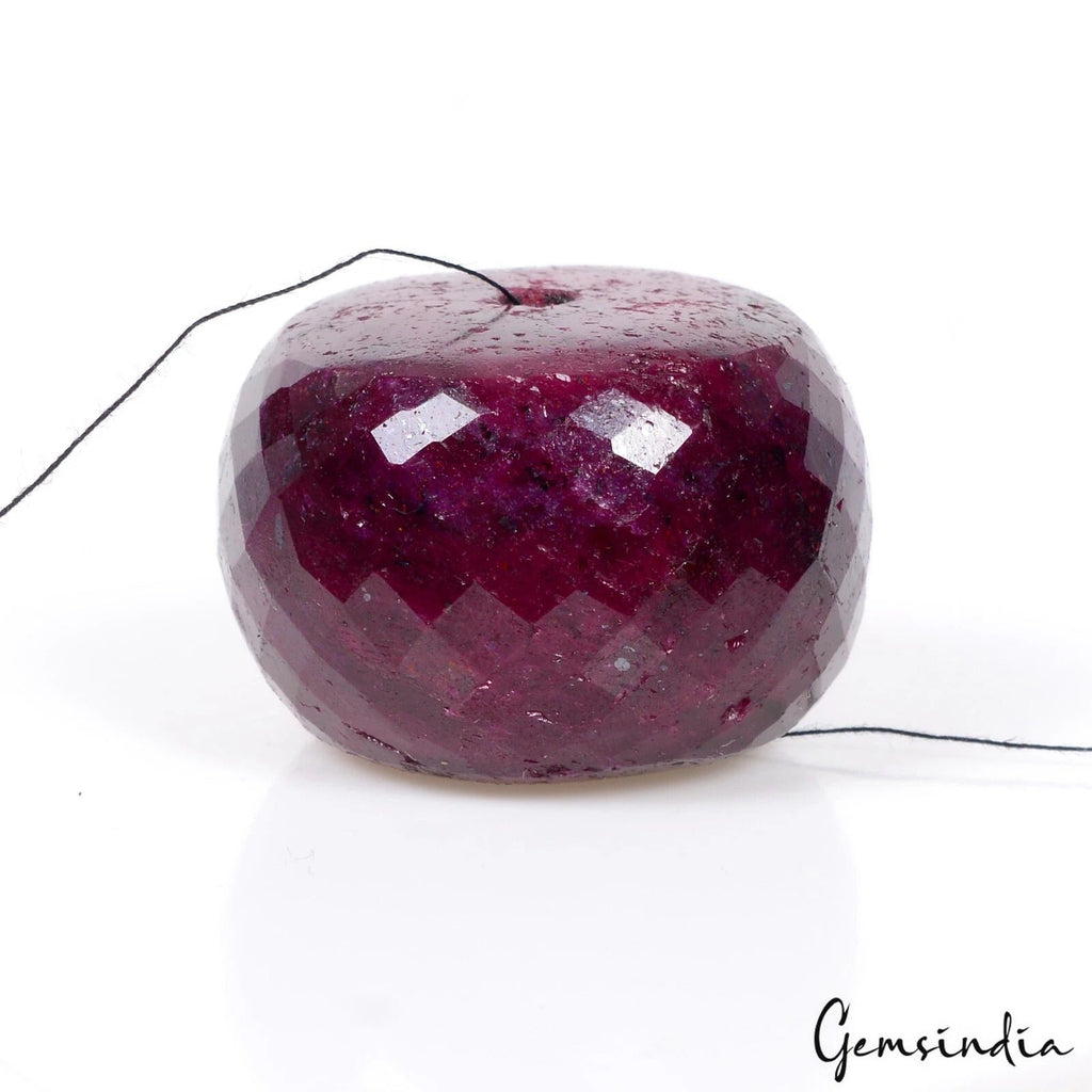 Certified 320 Cts Natural Red Ruby Round Checker Cut Huge Drilled Bead Gemstone