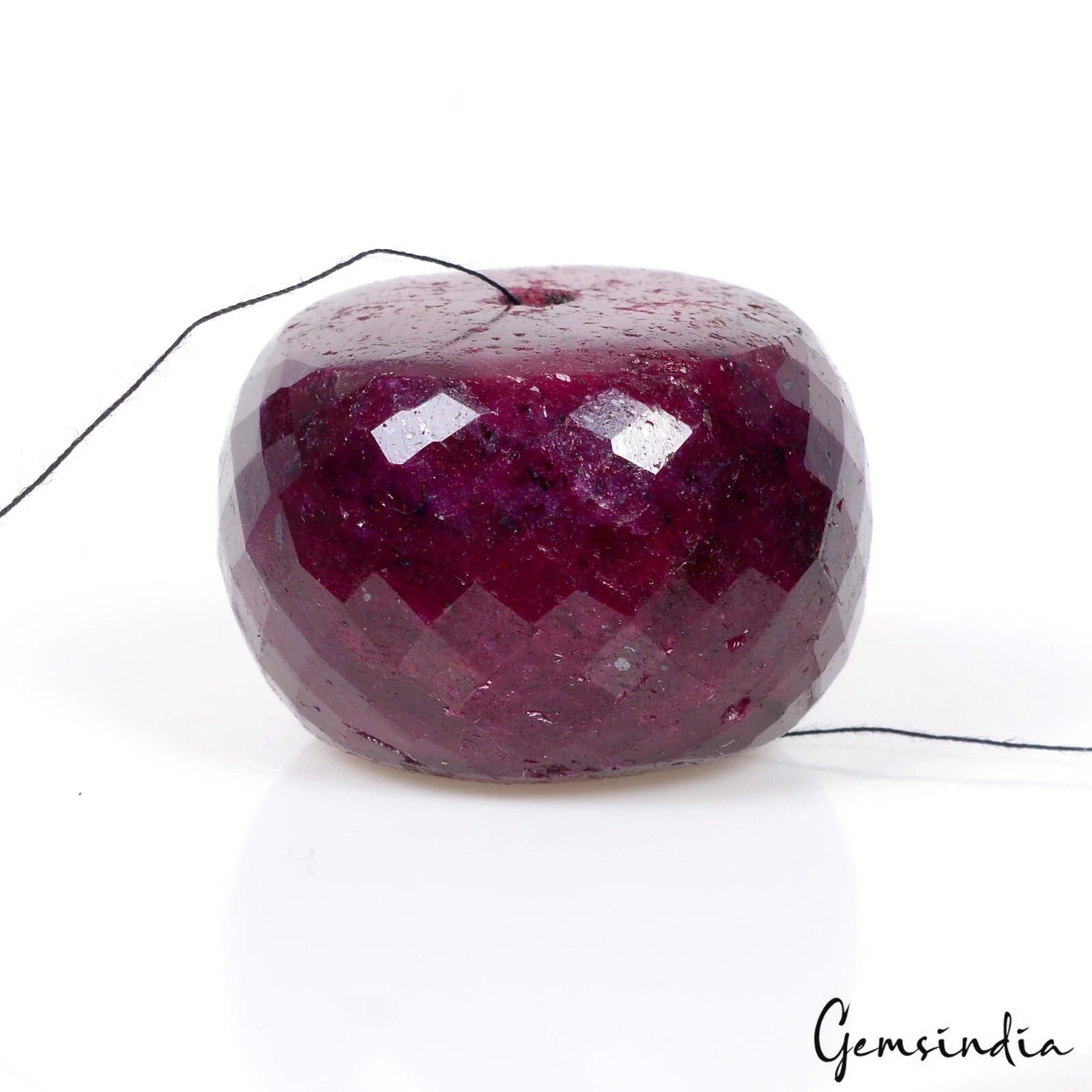 Certified 320 Cts Natural Red Ruby Round Checker Cut Huge Drilled Bead Gemstone