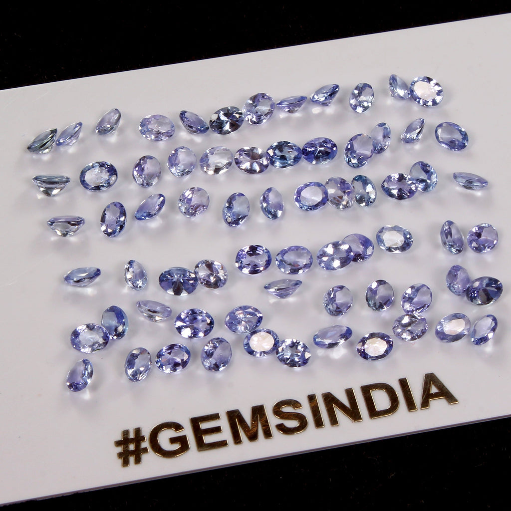 70 Pc Natural Blue Tanzanite Oval cut 4x3mm Loose Unheated Jewelry Gemstones Lot