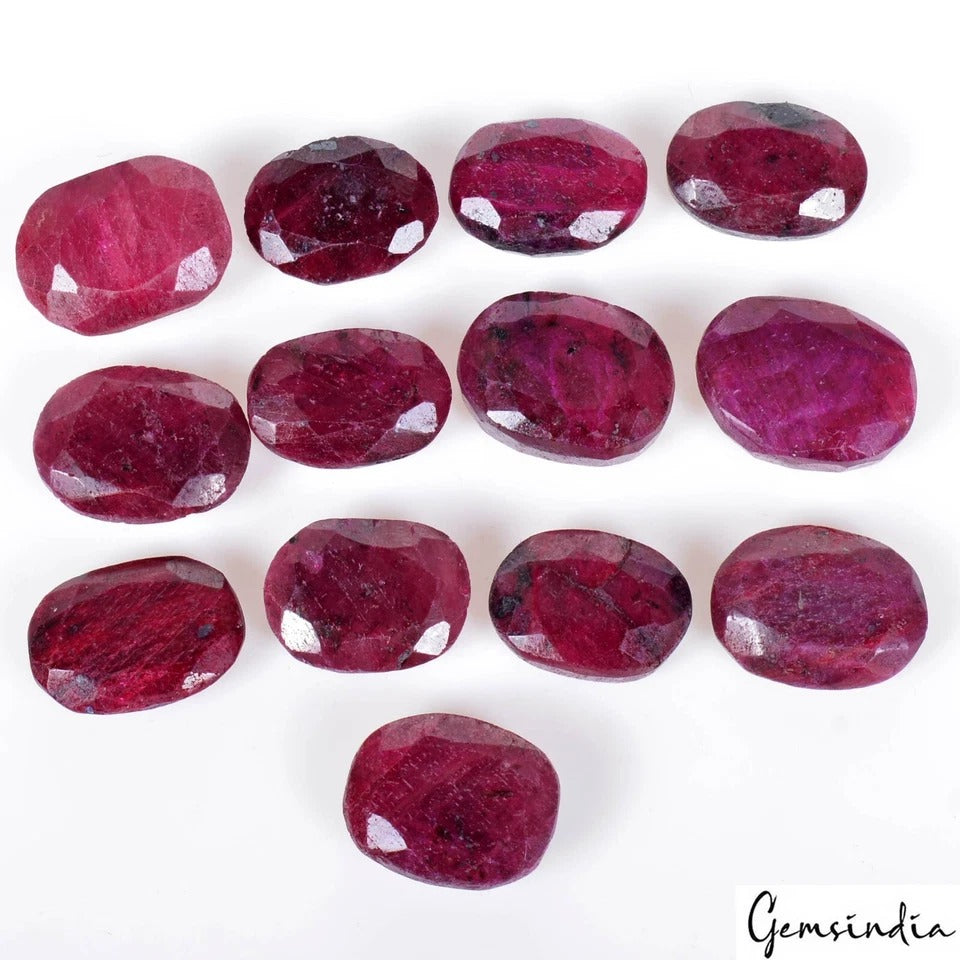 Ruby Loose Gemstone, Color Enhanced, Red — 16mm to 17mm, 275 Ct
