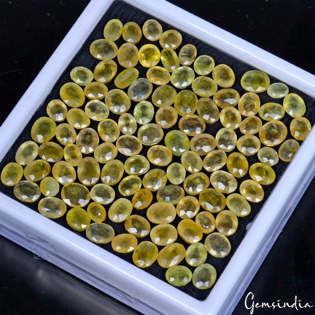 Certified 250 Cts/100 Pcs Natural Unheated Yellow Sapphire Oval Cut 5mm-8mm Gems