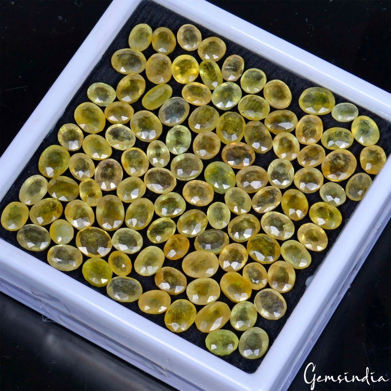 Certified 250 Cts/100 Pcs Natural Unheated Yellow Sapphire Oval Cut 5mm-8mm Gems