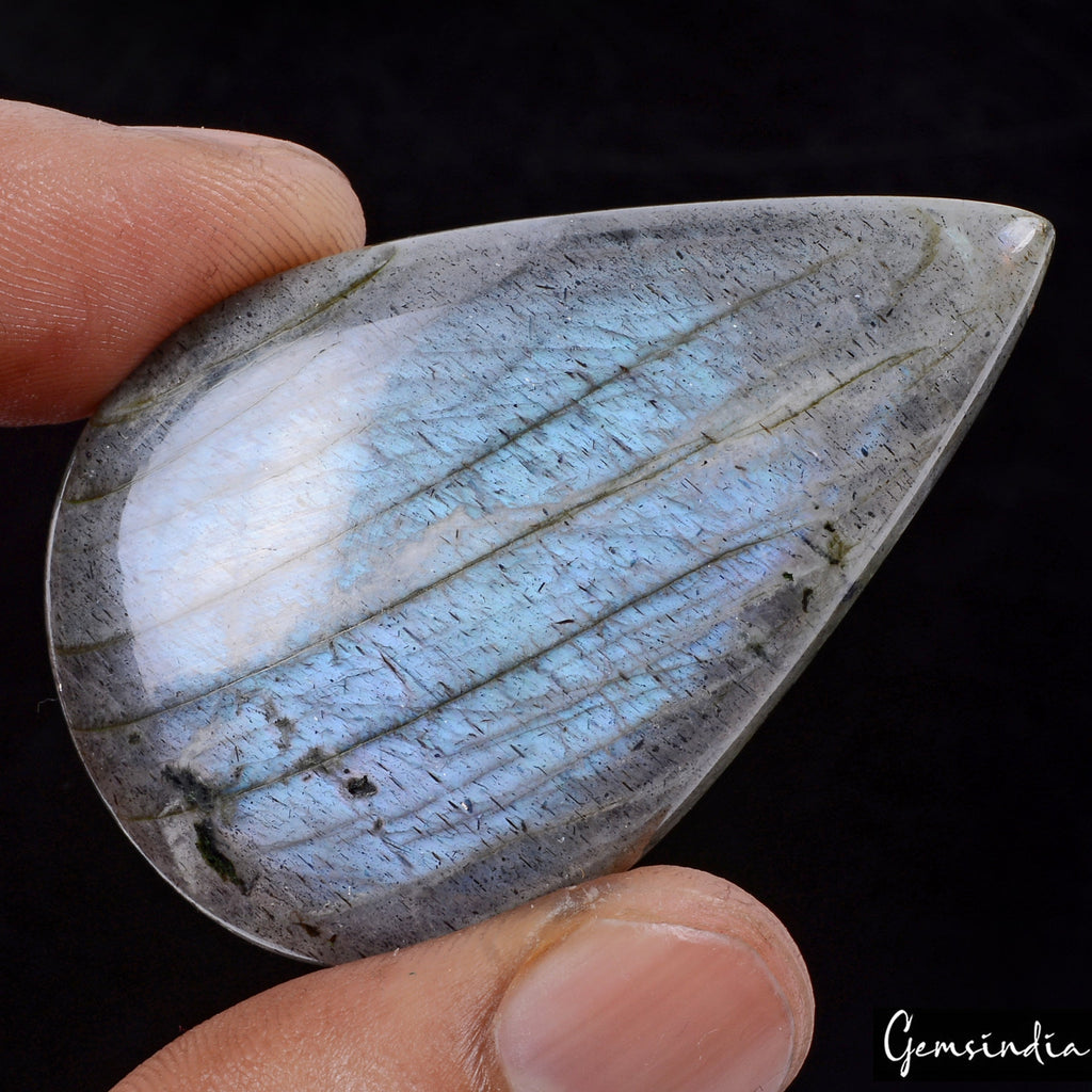 Certified 119.0 Ct Natural Untreated Blue Shine Labradorite Pear Gem For Pendant