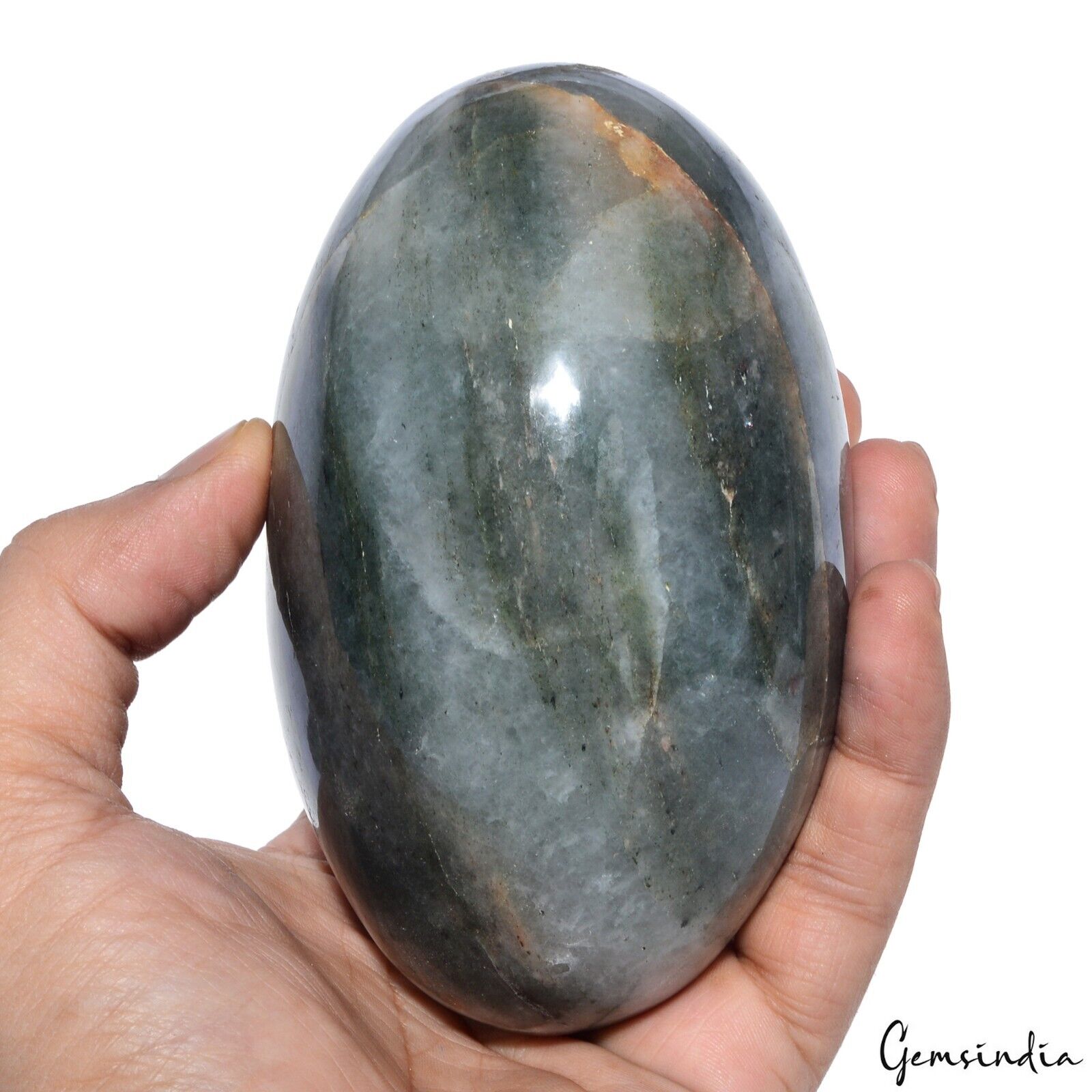 4500 Ct Natural Green Gray Agate Egg Shape Oval Healing Crystal Mineral Gem 4.7"