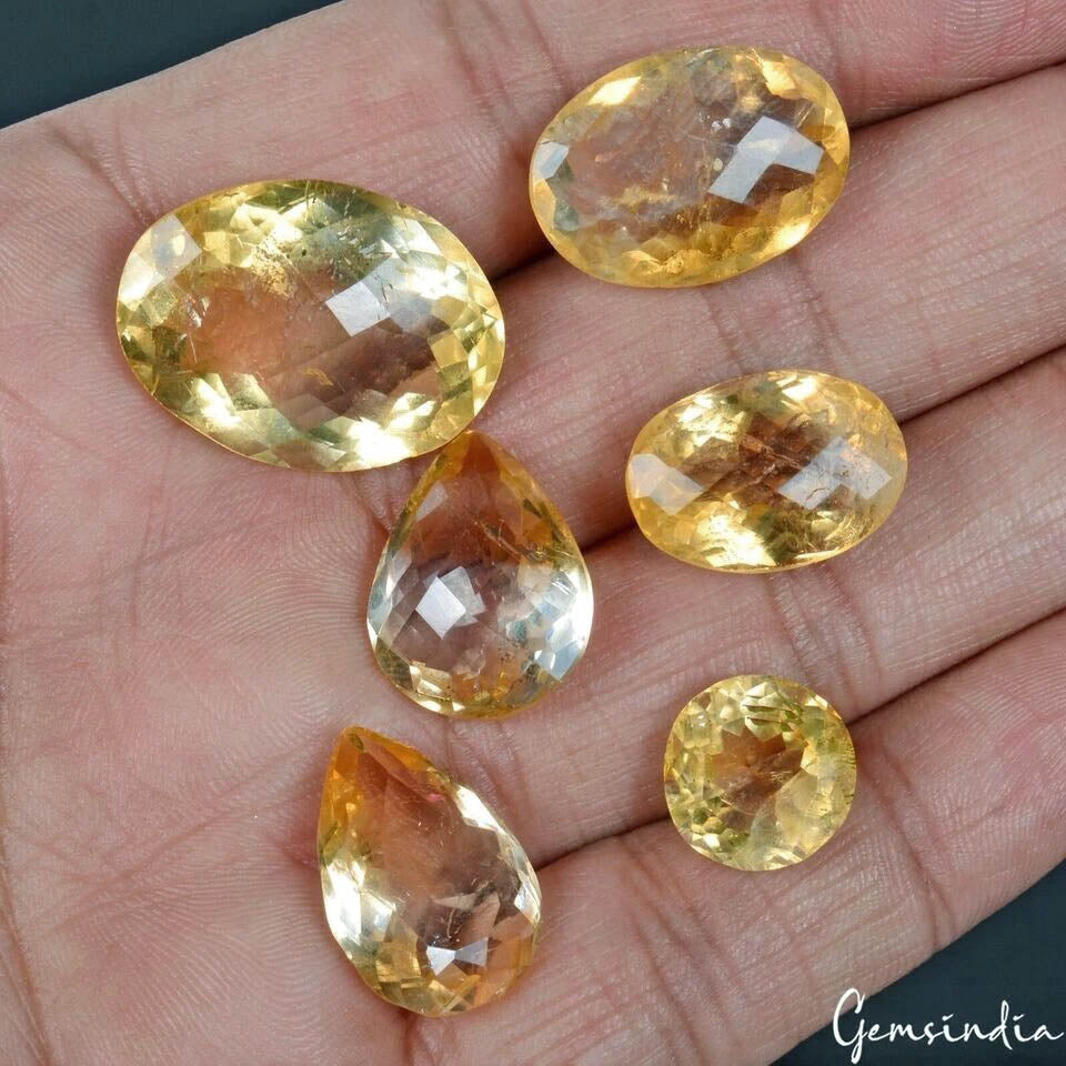 Citrine Lot, Loose Gemstone, Untreated, Yellow — 6 Pieces, 12mm to 24mm, 89.30 Ct