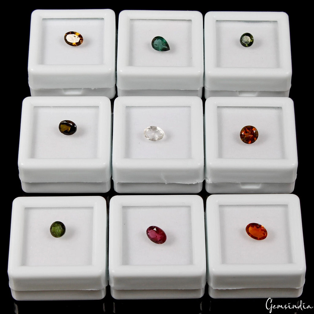 6.20 Ct/9 Pcs Natural Multi Tourmaline Mix Cut Loose Sparkling Gemstones 4mm-7mm