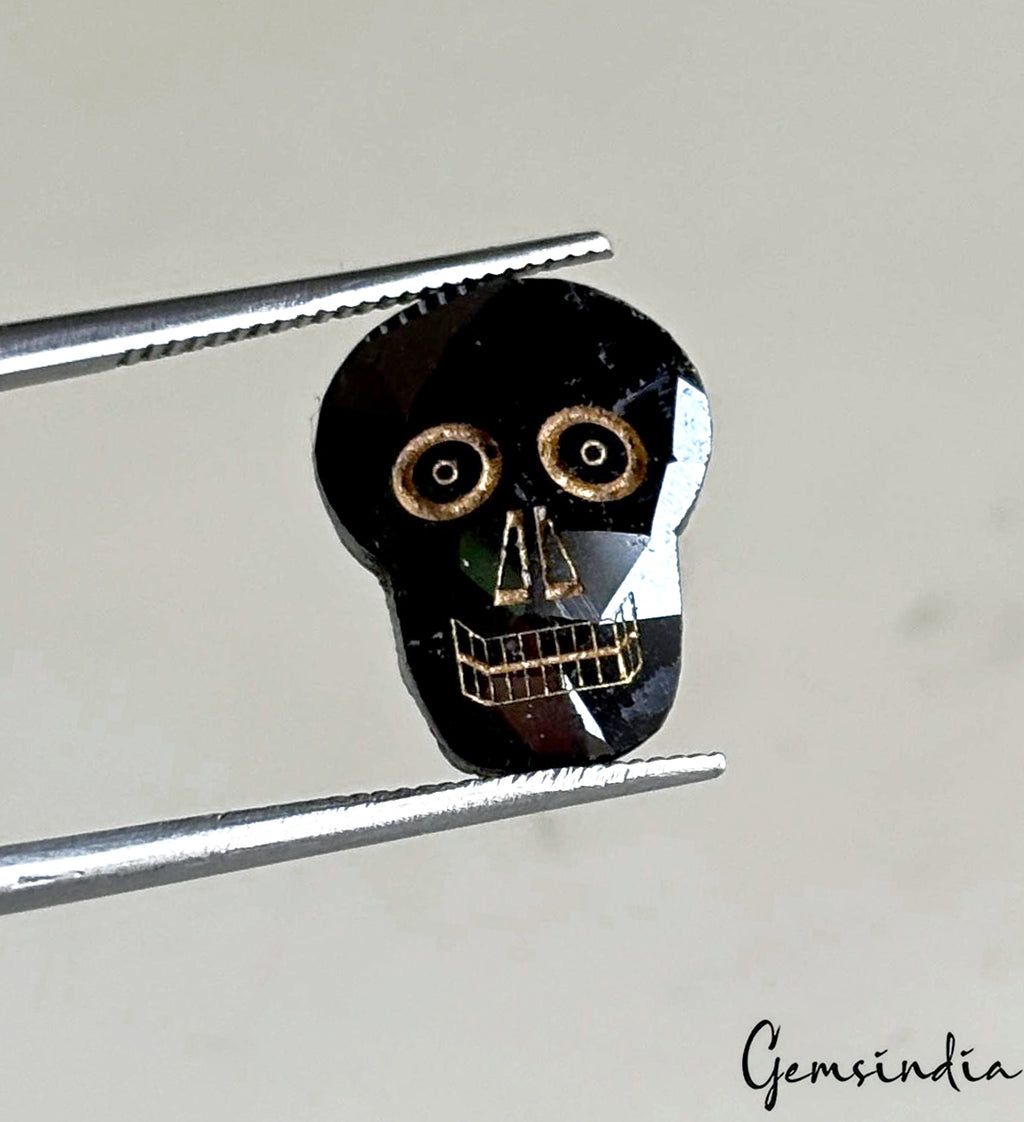 Diamond Loose Gemstone, Color Enhanced, Black — 13x11x3 mm, 4.36 Ct, Tanzania