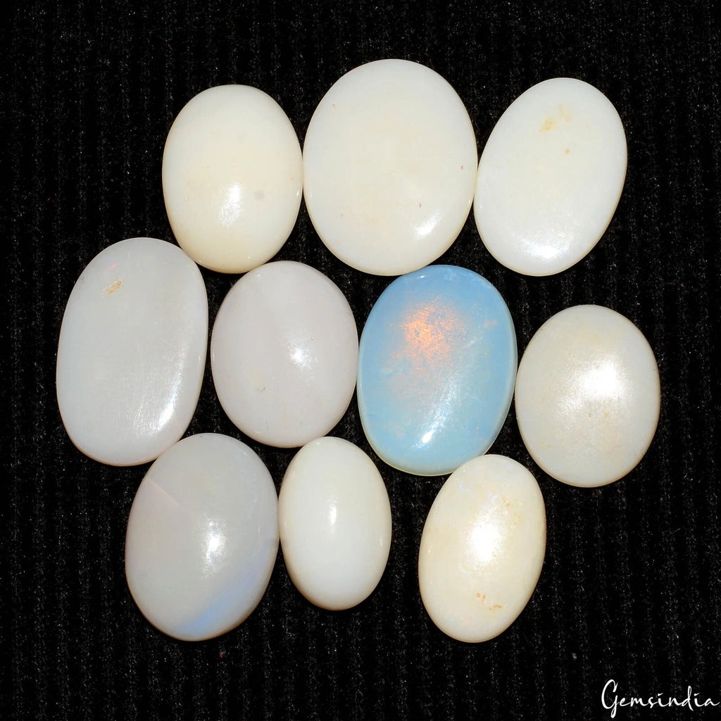 Opal Lot, Loose Gemstone, Untreated, White — 10 Pieces, 13mm to 18mm, 46.30 Ct, Australia