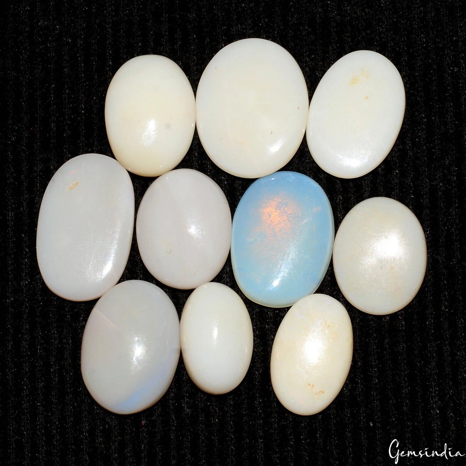 Opal Lot, Loose Gemstone, Untreated, White — 10 Pieces, 13mm to 18mm, 46.30 Ct, Australia