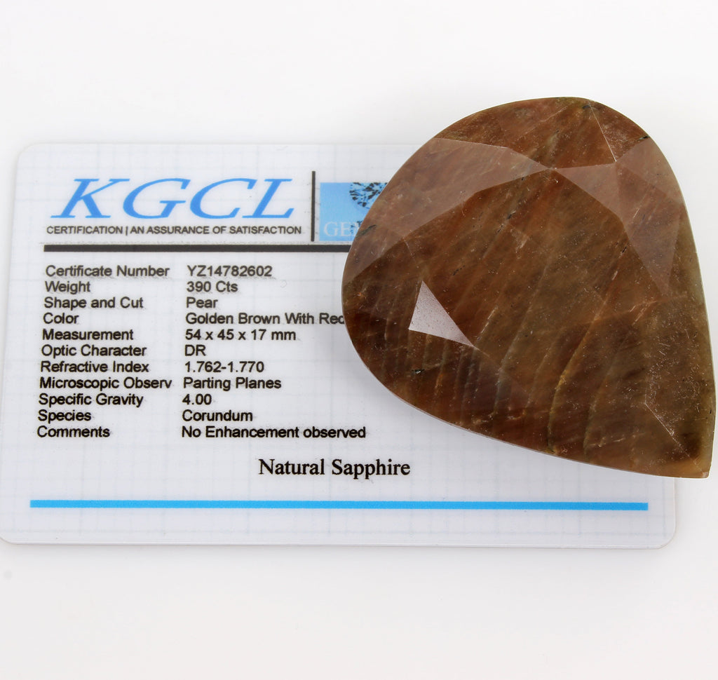 390 Ct Natural Untreated Brown Sapphire Pear Cut Earth Mined Certified Gemstone
