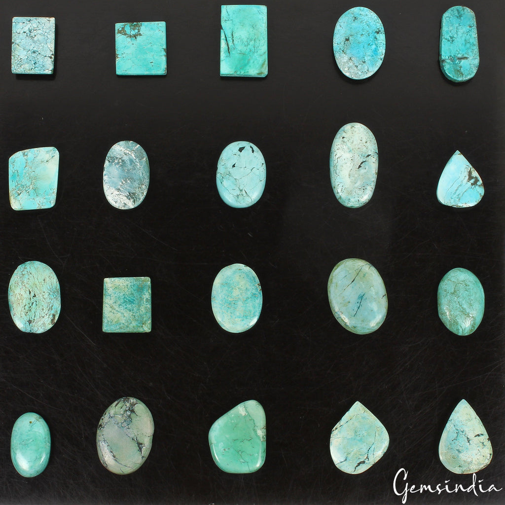 1530 Ct/20 Pcs Natural Green Turquoise Mix Cabochon Loose 31-49mm Gemstones Lot