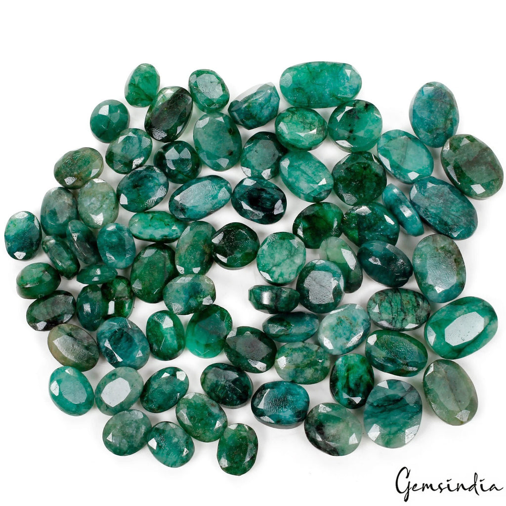 Emerald Lot, Loose Gemstone, Color Enhanced, Green — 70 Pieces, 11mm to 21mm, 600 Ct, Zambia