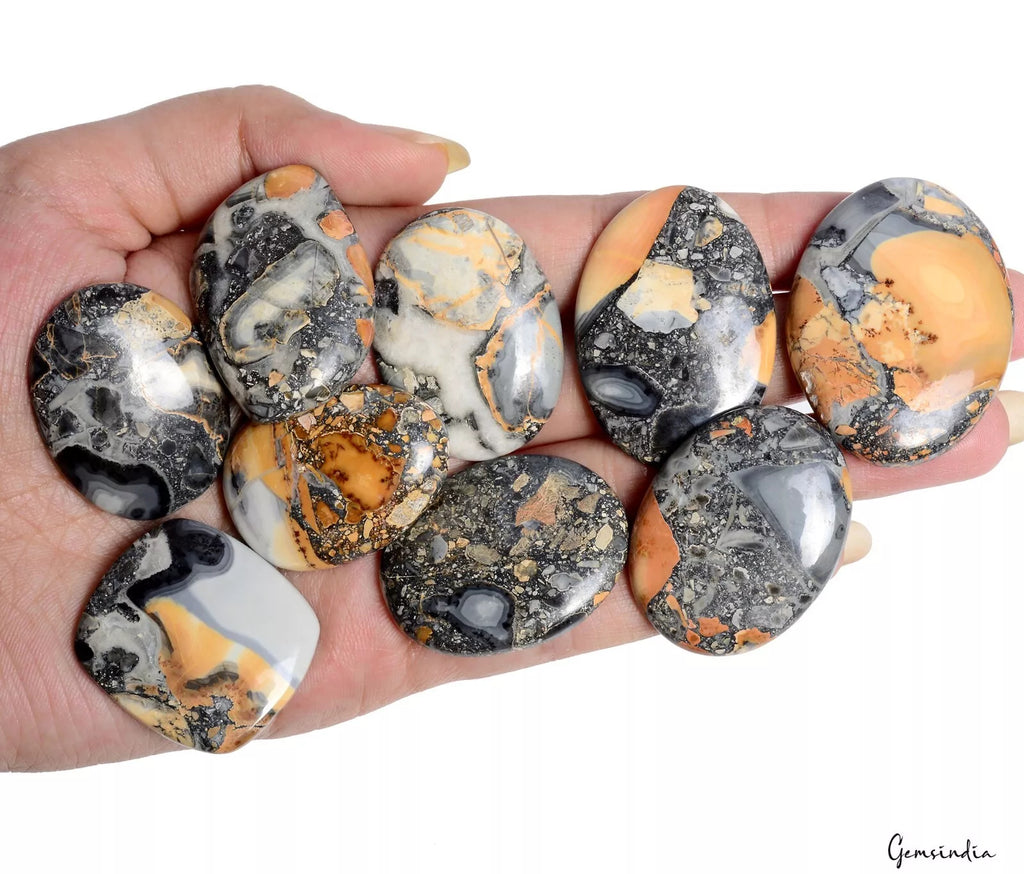 Jasper Lot, Cabochon, Untreated — 9 Pieces, 30mm to 42mm, 500 Ct