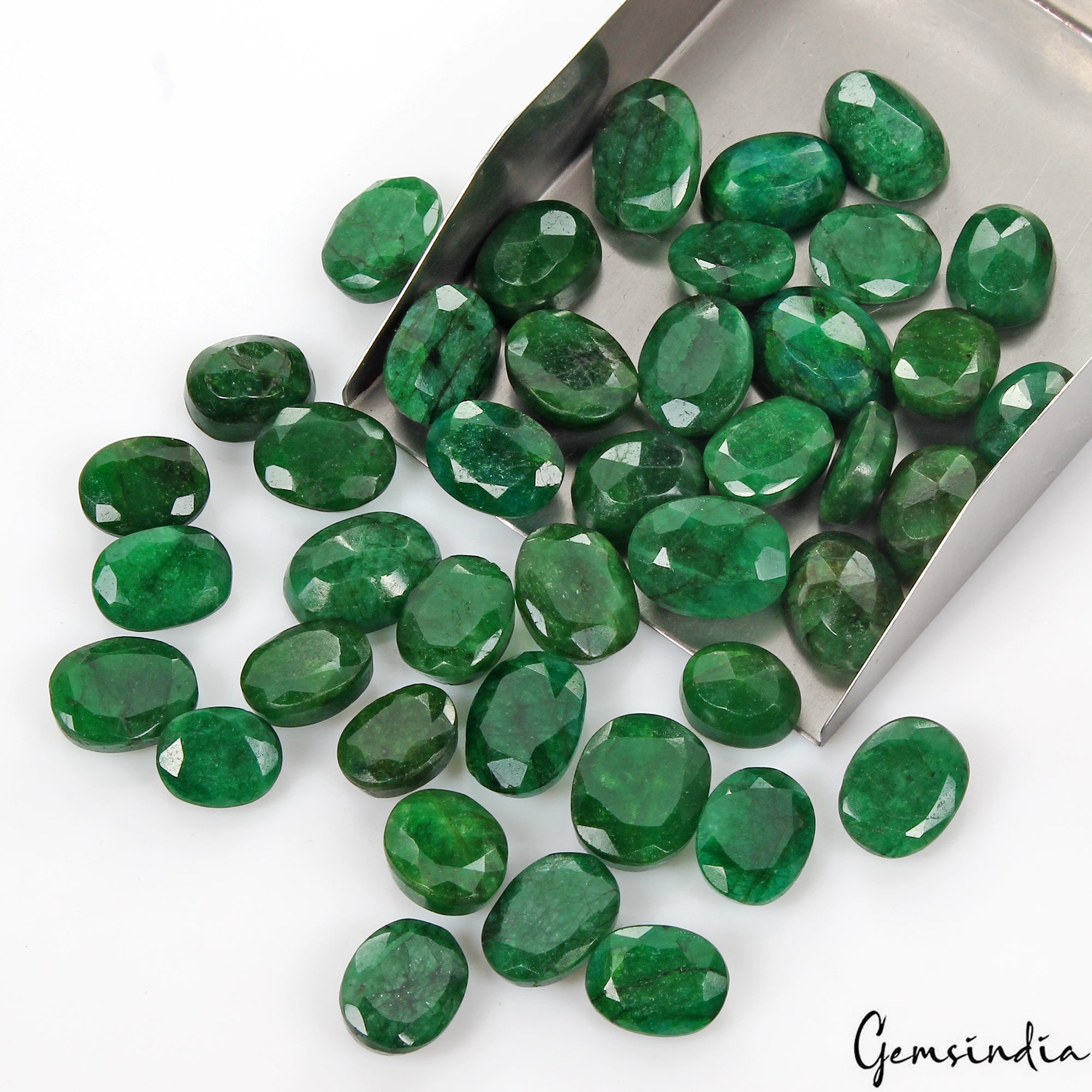 500 Ct/41 Pcs Natural Finest Green Emerald Loose Gems Wholesale Lot- Oval Shape