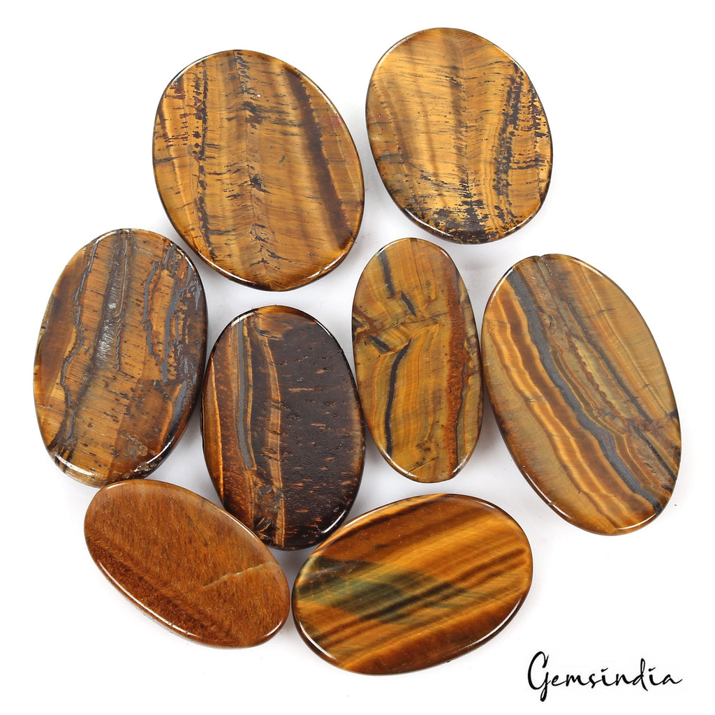 480 Ct/8 Pcs Natural Untreated Bi Color Tiger Eye Oval Cab Loose Gem For Jewelry