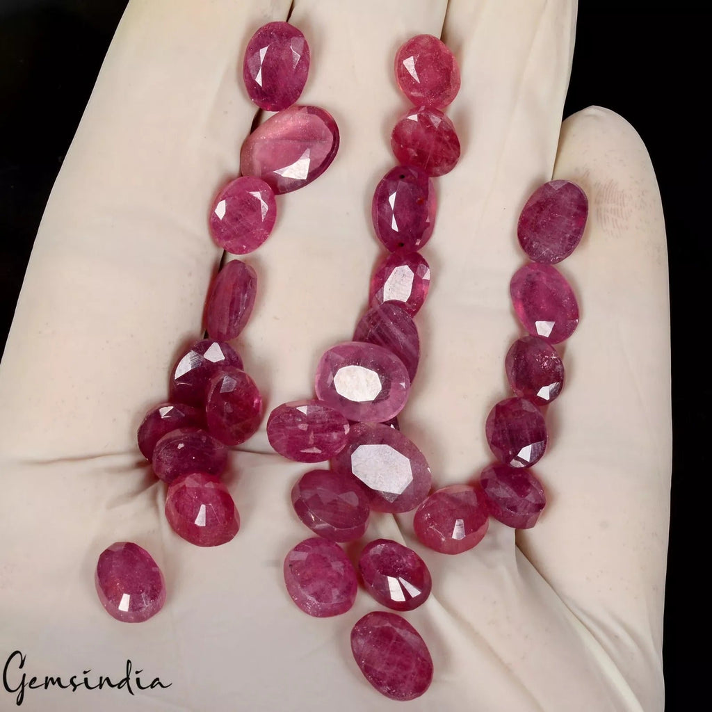 93.10Ct/29 Pc Natural Mozambique Red Ruby Oval Cut 8-12mm Loose Jewelry Gemstone