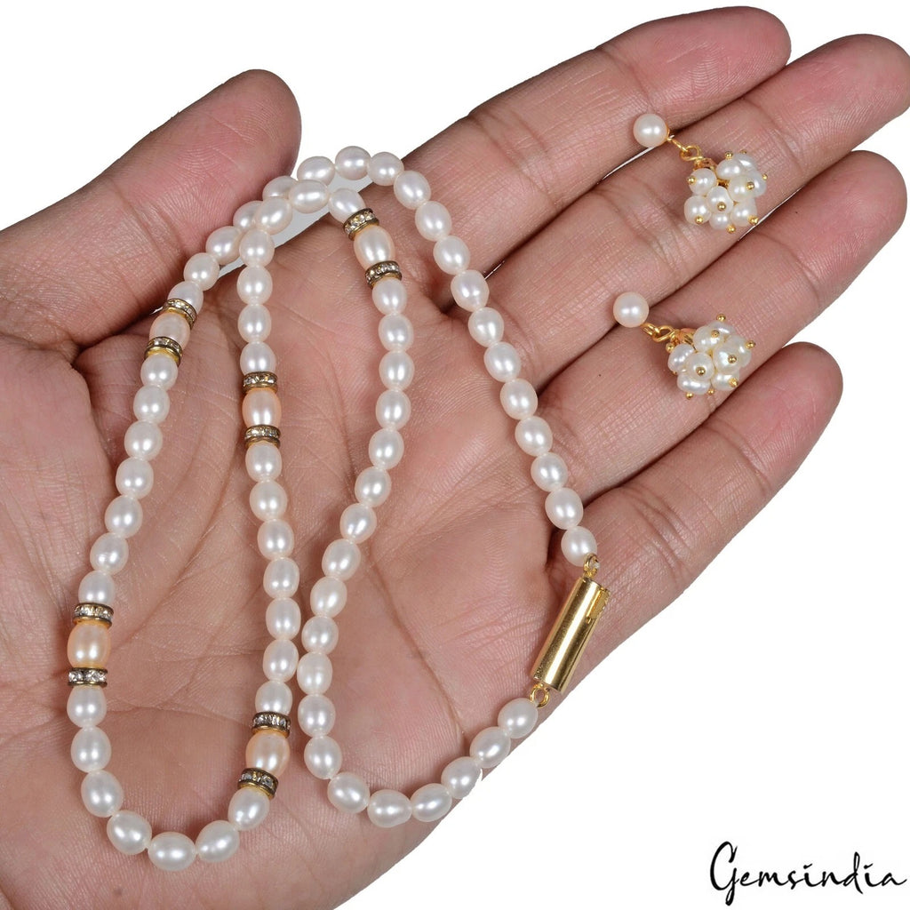 Pearl Jewelry, Untreated, White — 5mm To 6mm, 107.20 Ct, India