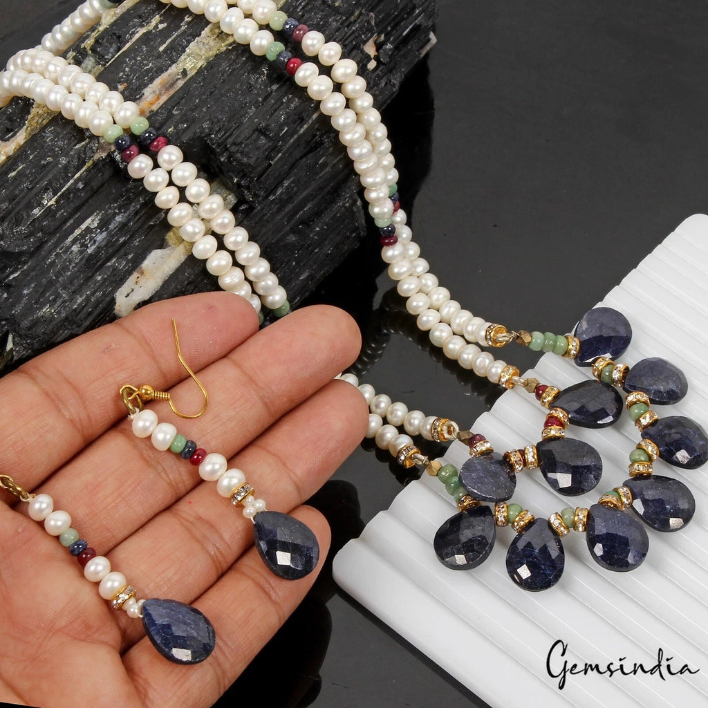 Pearl Necklace, Color Enhanced, White — 21 Inch, India