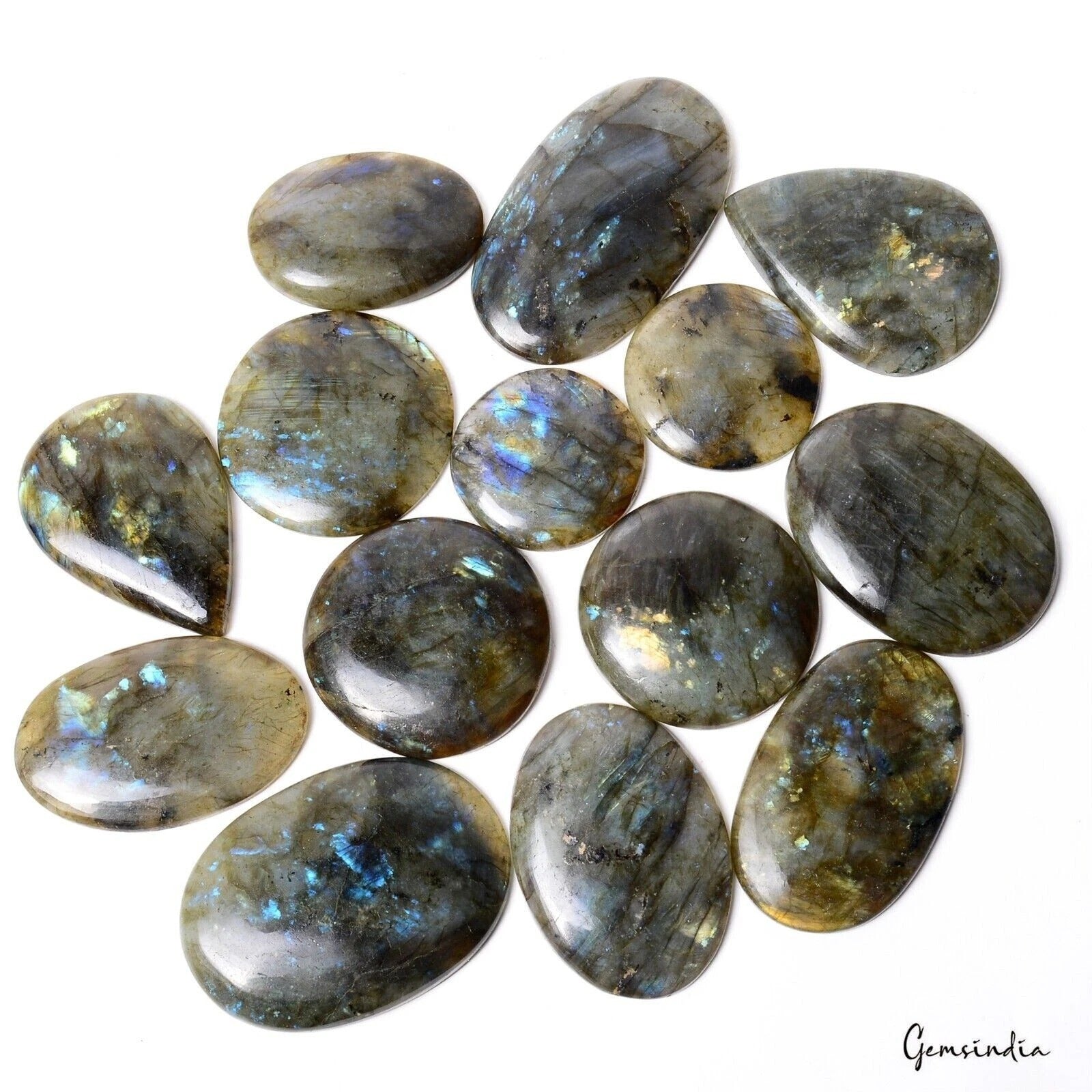 2500 Cts Natural Labradorite Lot Mixed Shape Loose Huge Gemstones 44-77mm 14 Pcs