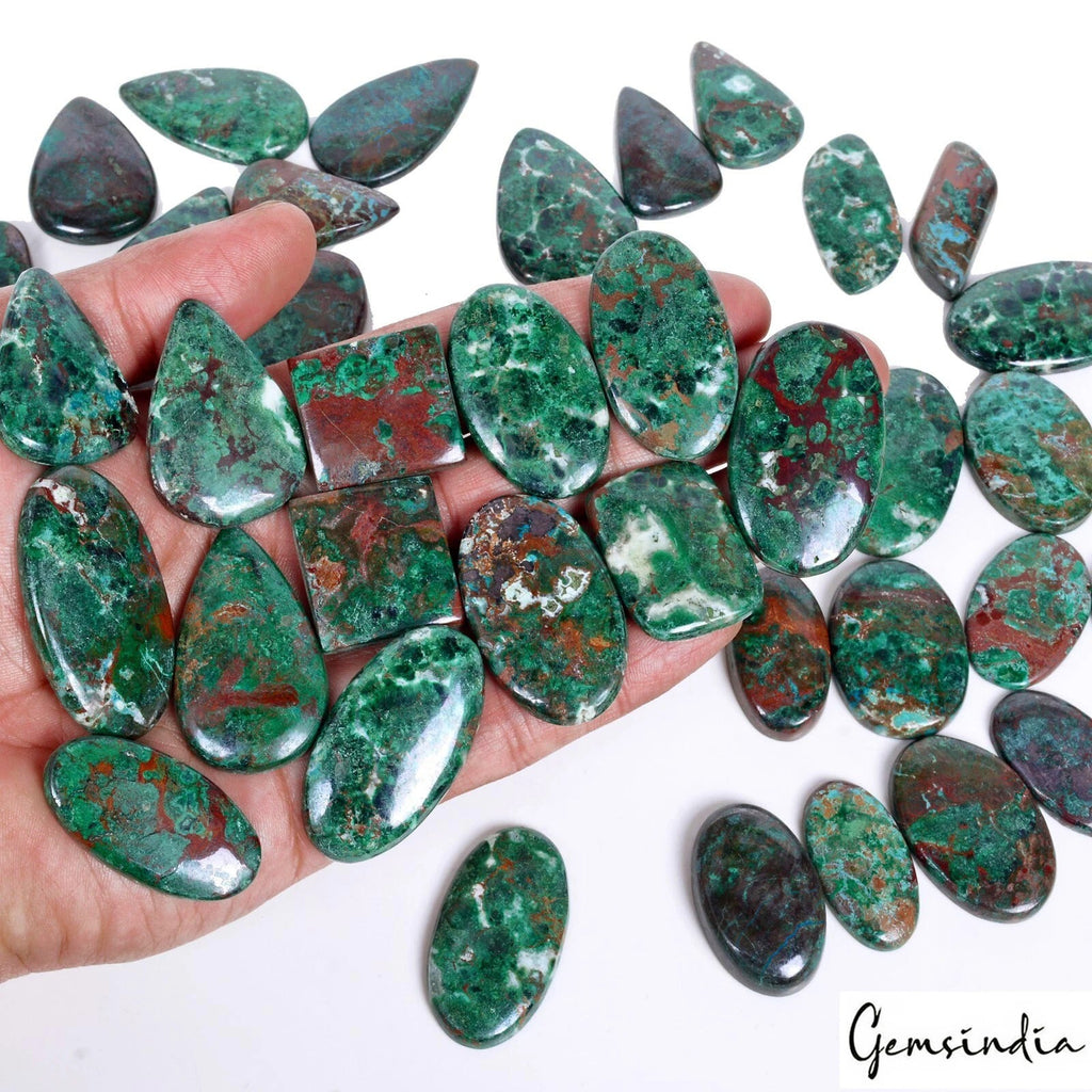 1700 Ct Natural Azurite Chrysocolla Untreated Mix Cab 25-44mm Gems Wholesale Lot
