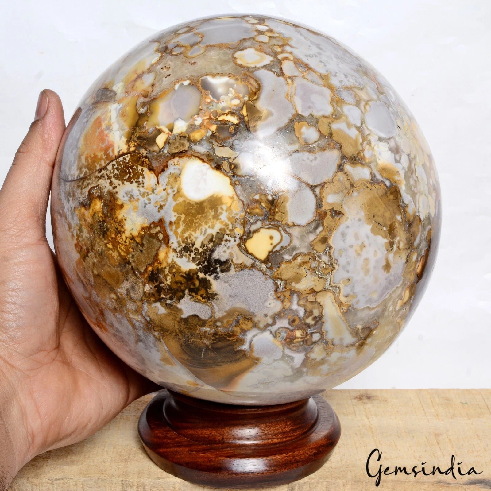 Ocean Jasper Sphere, Untreated — 7 inch, 8.6 Kg (43000 Ct), Madagascar
