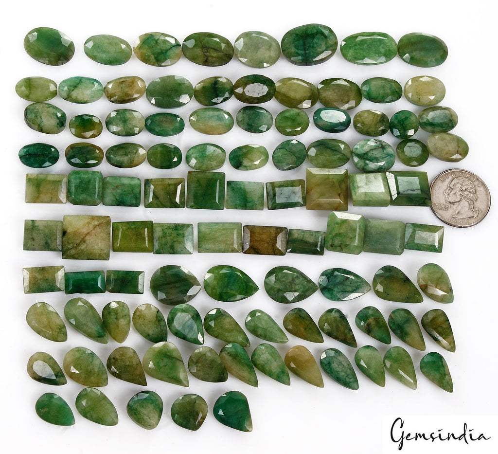 900 Cts/98 Pcs Natural Brazilian Green Emerald Mix Cut 12-22mm Loose Gems Lot