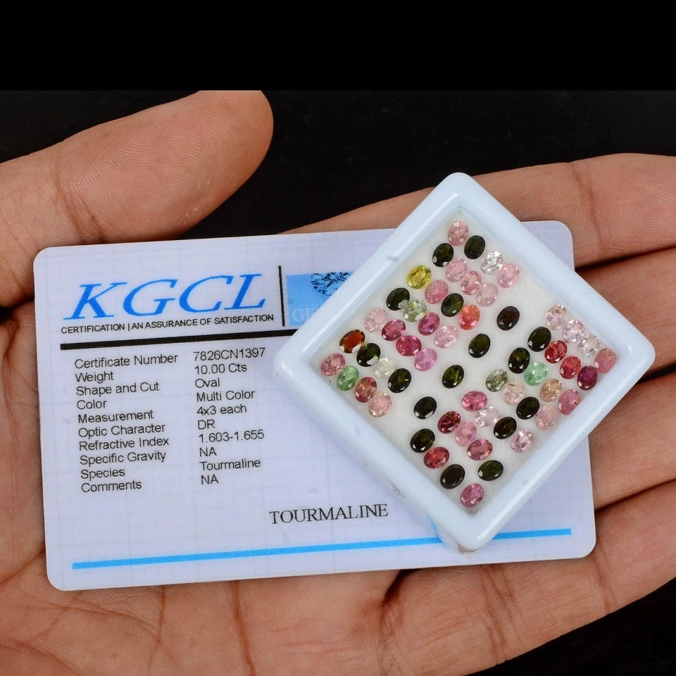 60Pcs Natural Tourmaline 4x3mm Oval Cut Multi Color Loose Gemstones Lot 10.00 Ct