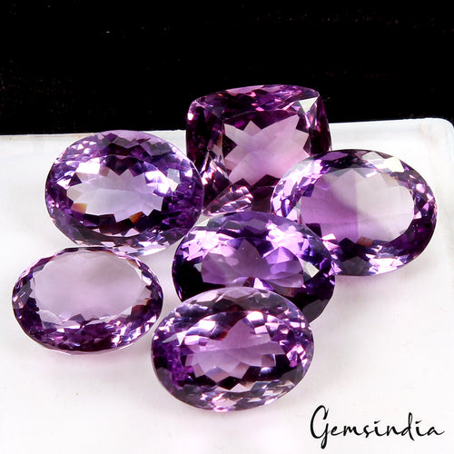 Amethyst Loose Gemstone, Oval & Cushion Faceted Cut, Purple — 16mm to 18mm, 105.50 Ct, Brazil