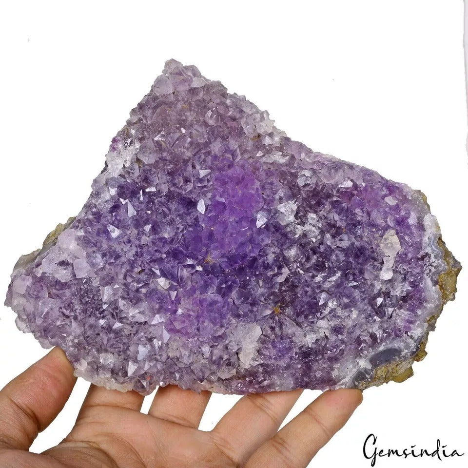 Amethyst Crystal Cluster, Untreated — 6.75x5x2.2 Inch, 980 g (4900 Ct), Uruguay